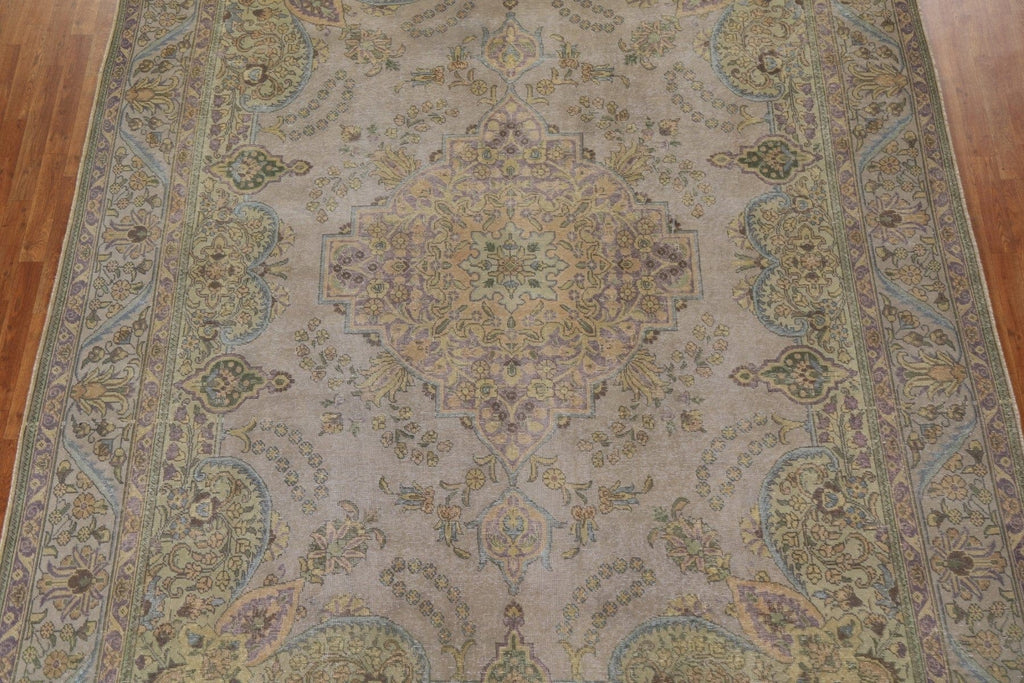 Distressed Over-Dyed Tabriz Persian Area Rug 10x13