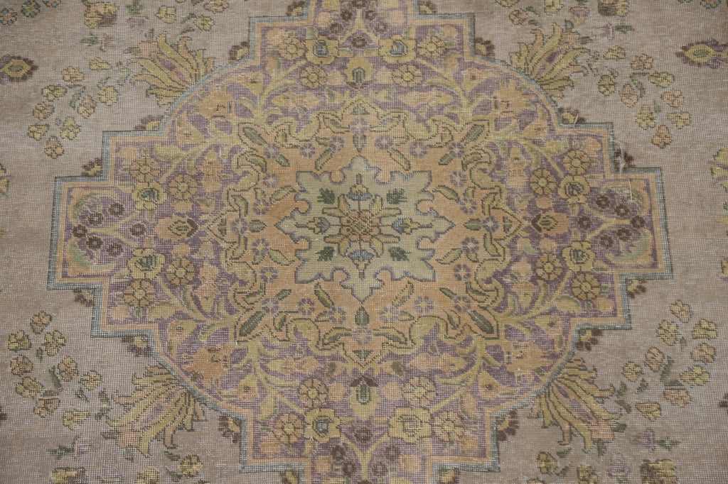 Distressed Over-Dyed Tabriz Persian Area Rug 10x13