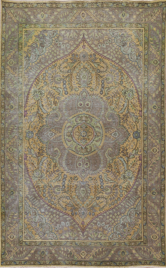 Floral Over-Dyed Tabriz Persian Area Rug 7x10