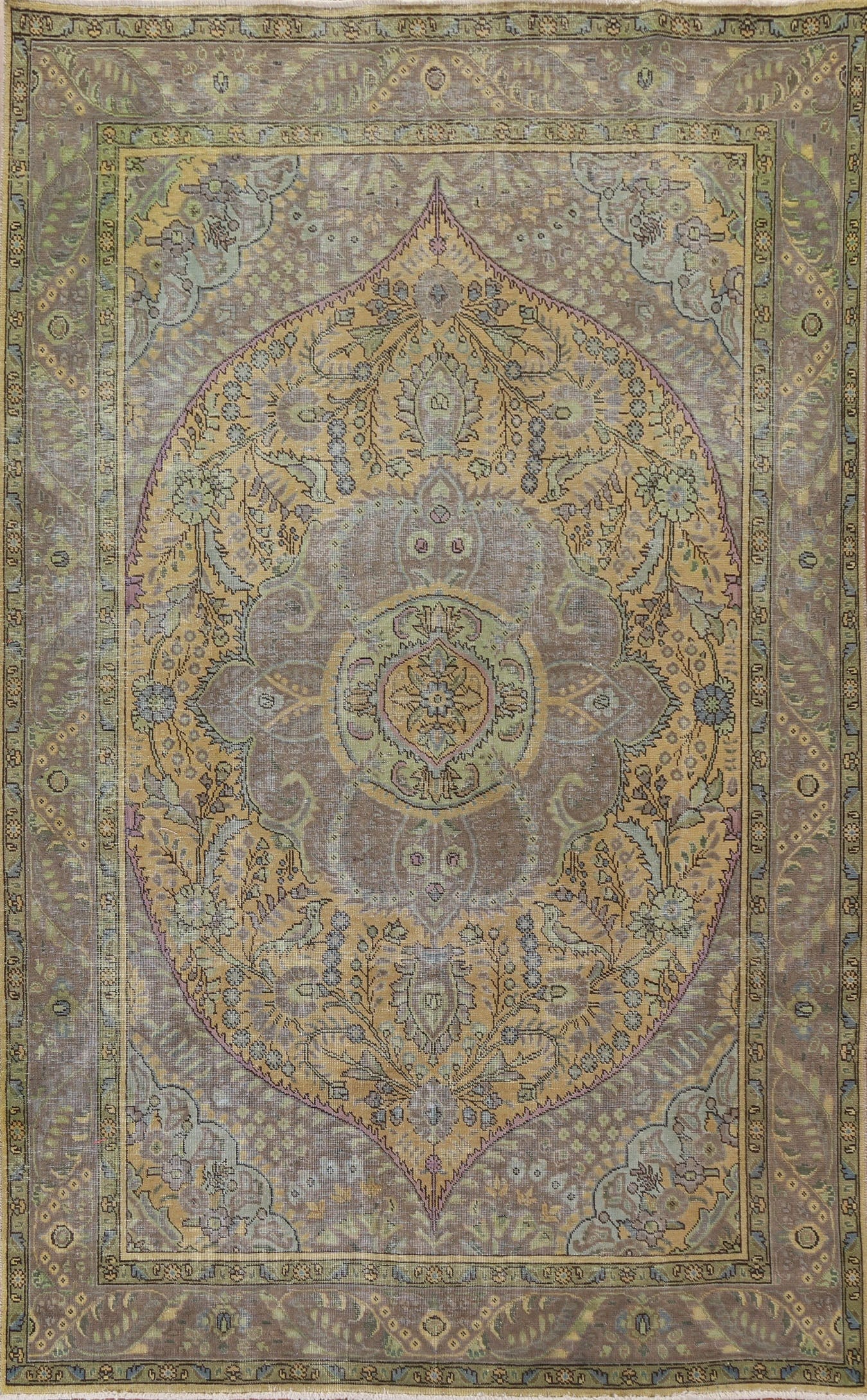 Floral Over-Dyed Tabriz Persian Area Rug 7x10