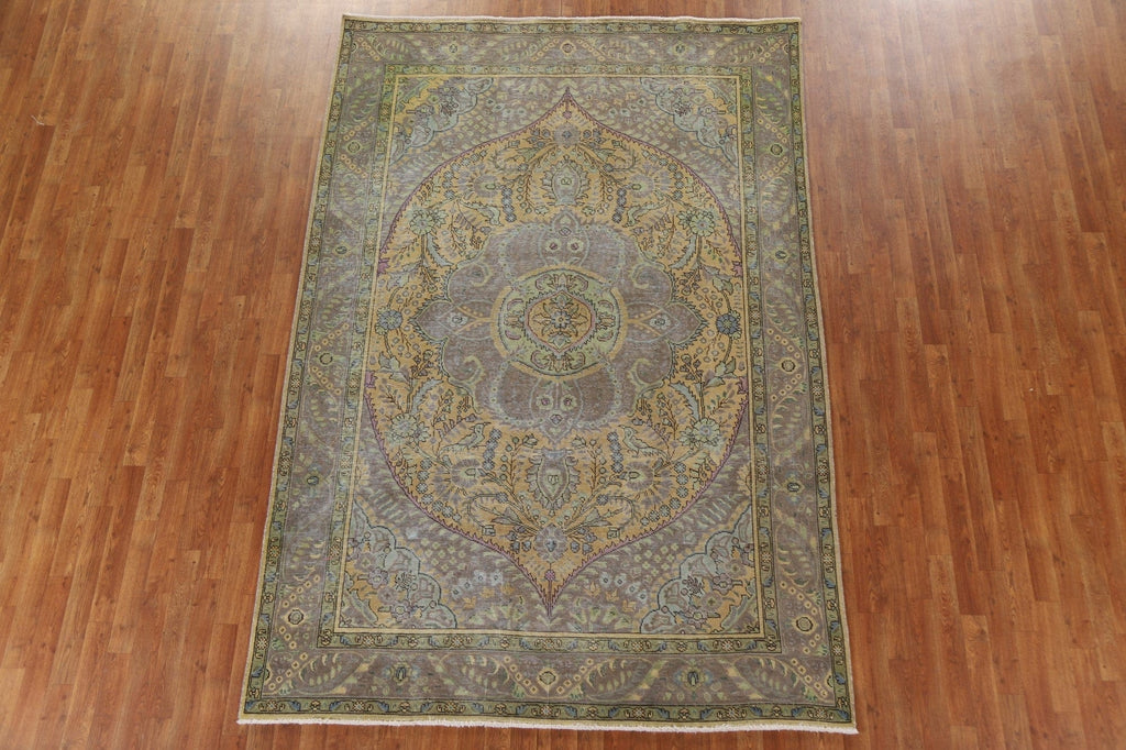 Floral Over-Dyed Tabriz Persian Area Rug 7x10