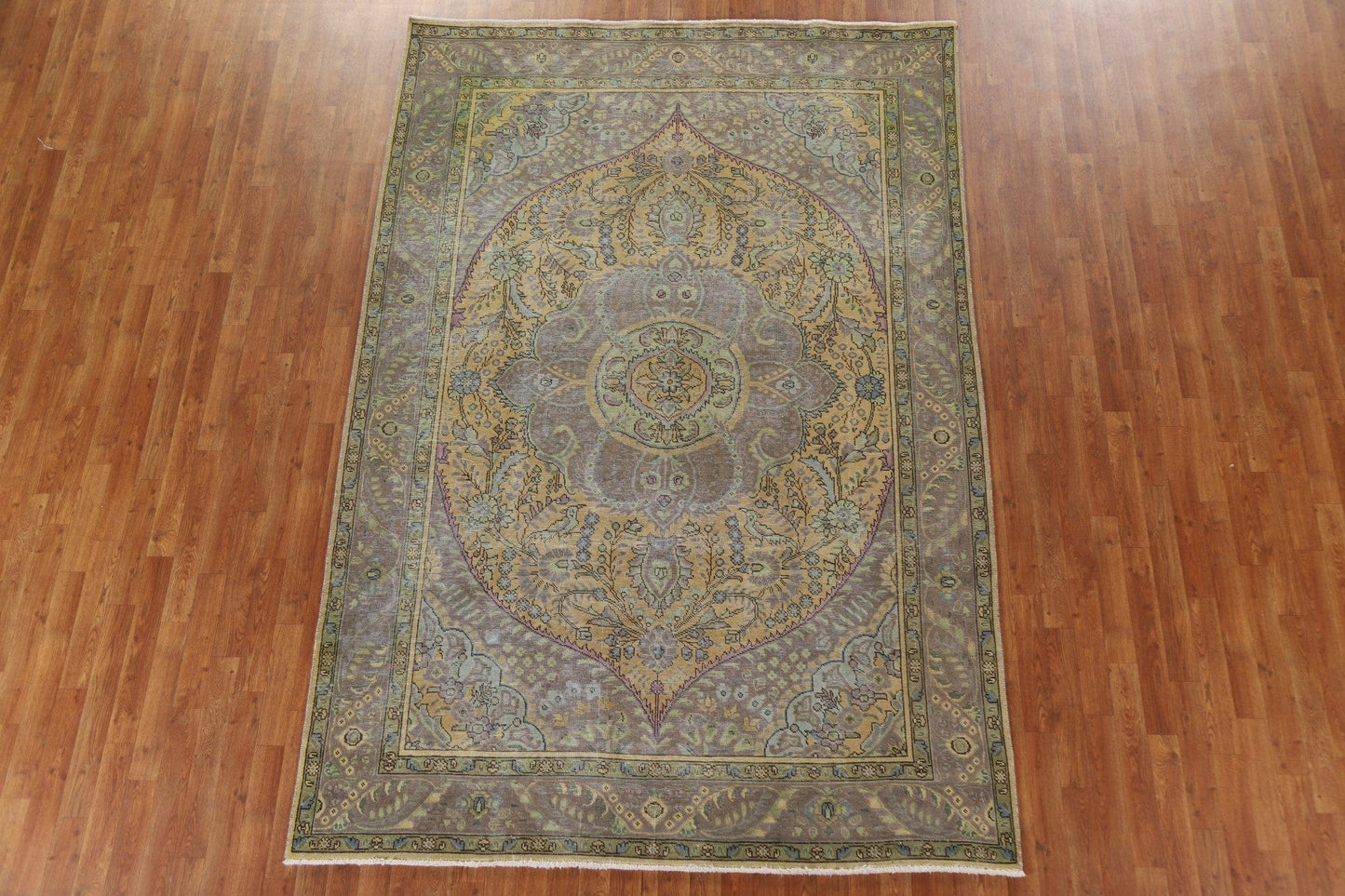 Floral Over-Dyed Tabriz Persian Area Rug 7x10