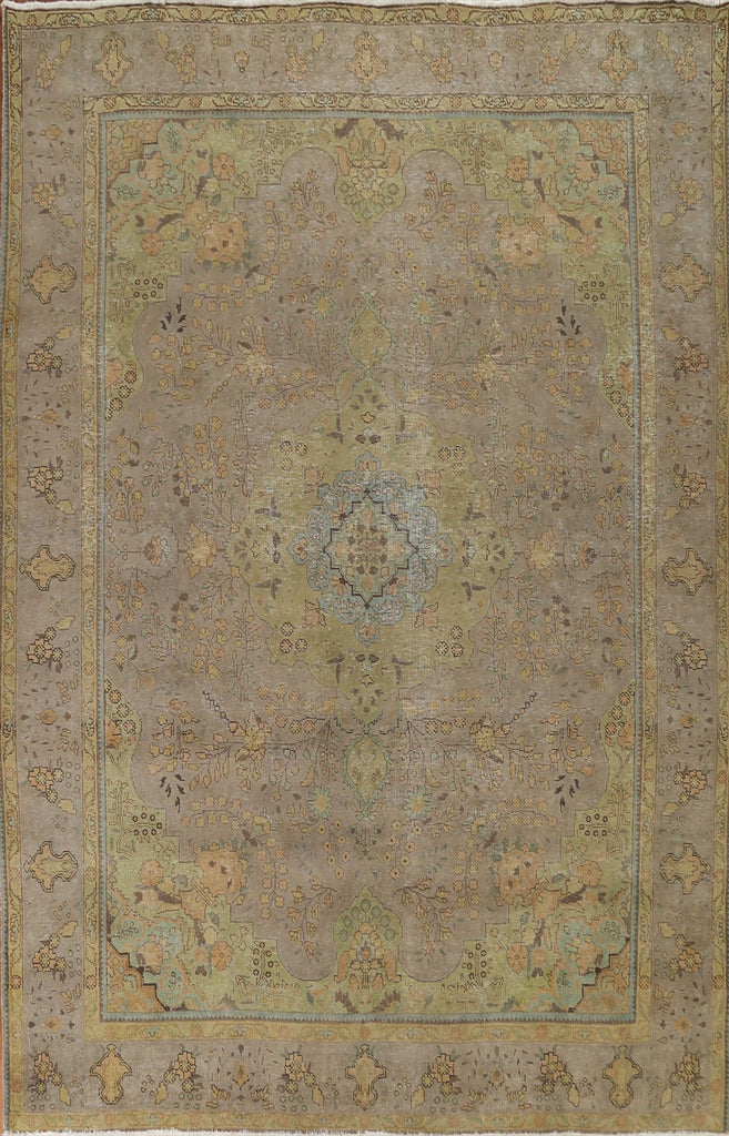 Distressed Over-Dyed Tabriz Persian Area Rug 8x11