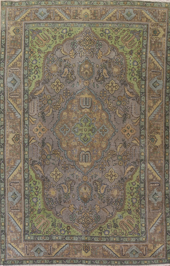 Distressed Over-Dyed Tabriz Persian Area Rug 7x10