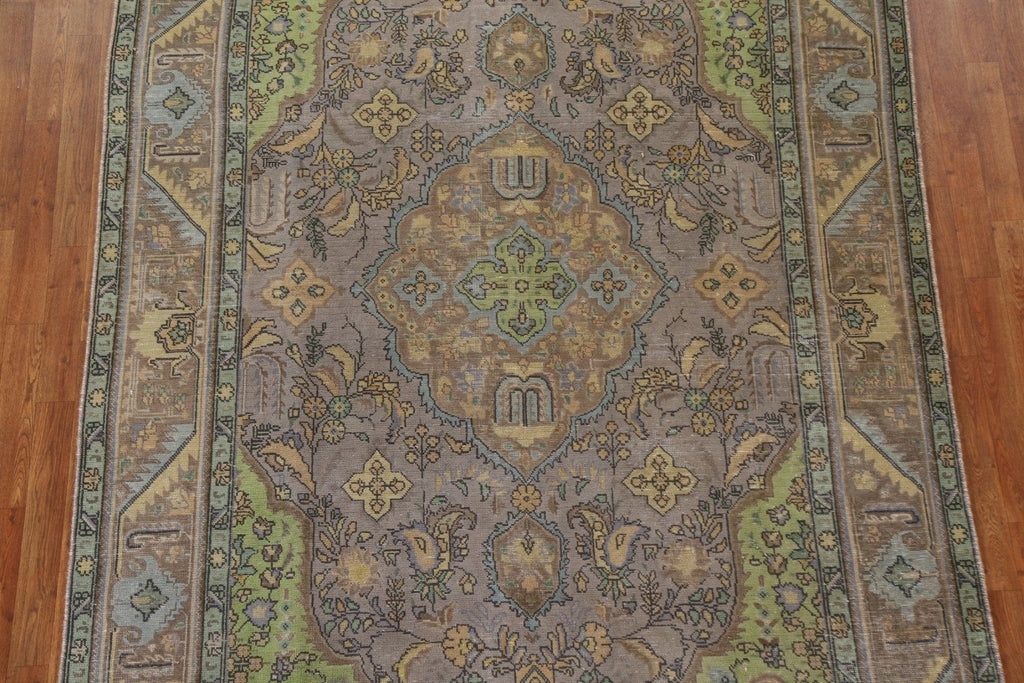 Distressed Over-Dyed Tabriz Persian Area Rug 7x10