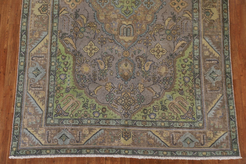 Distressed Over-Dyed Tabriz Persian Area Rug 7x10