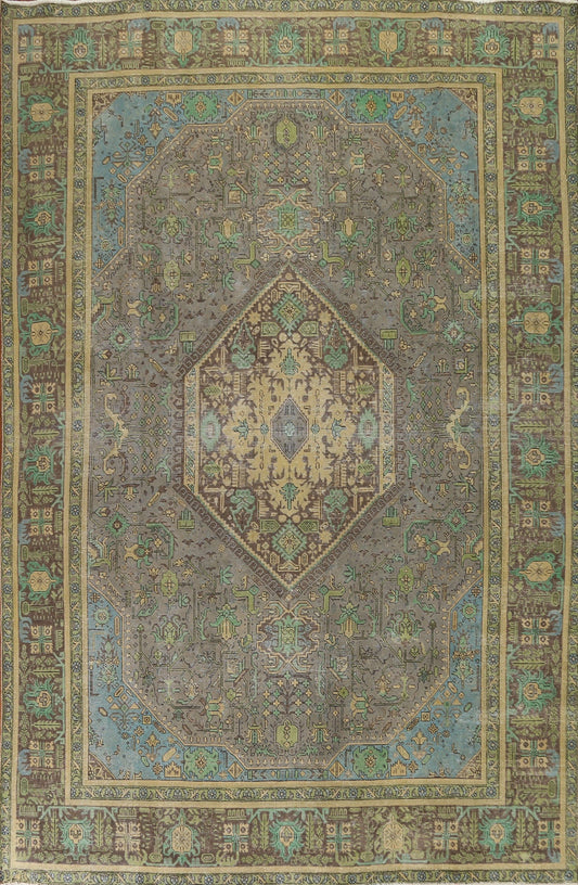 Geometric Over-Dyed Tabriz Persian Area Rug 9x12