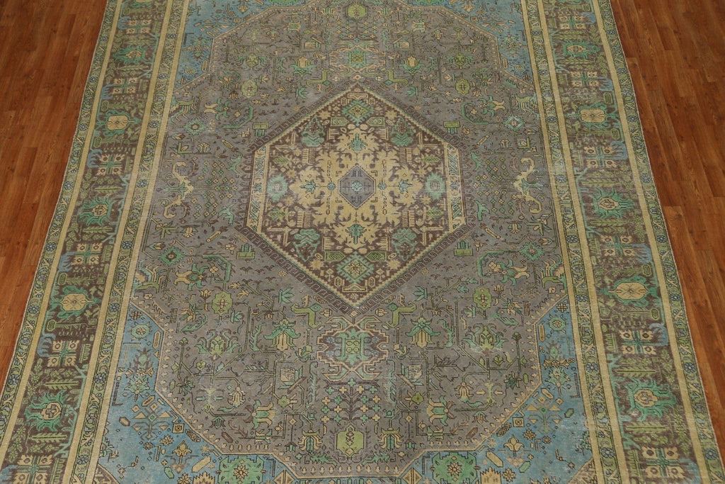 Geometric Over-Dyed Tabriz Persian Area Rug 9x12