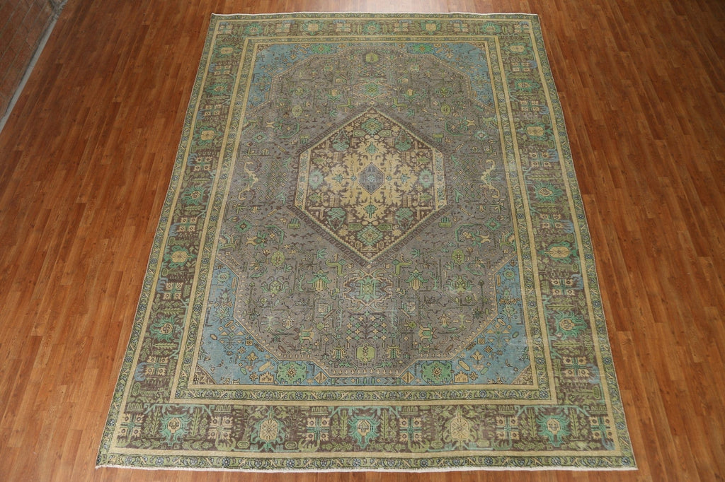 Geometric Over-Dyed Tabriz Persian Area Rug 9x12