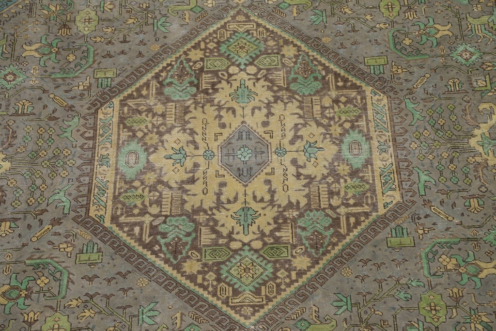 Geometric Over-Dyed Tabriz Persian Area Rug 9x12