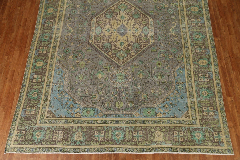 Geometric Over-Dyed Tabriz Persian Area Rug 9x12