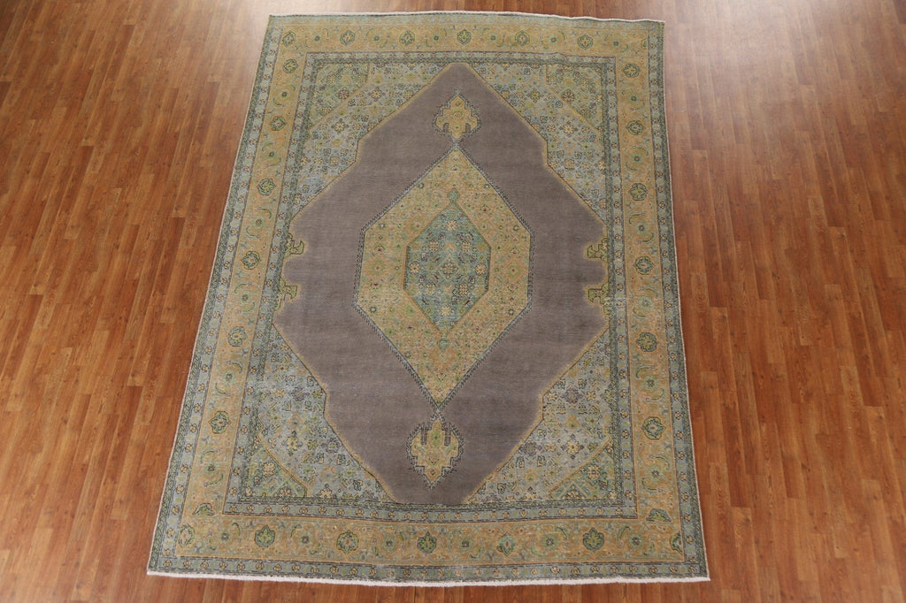 Geometric Over-Dyed Tabriz Persian Area Rug 8x11