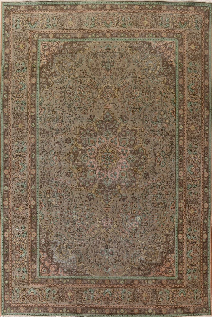 Distressed Over-Dyed Tabriz Persian Area Rug 10x13