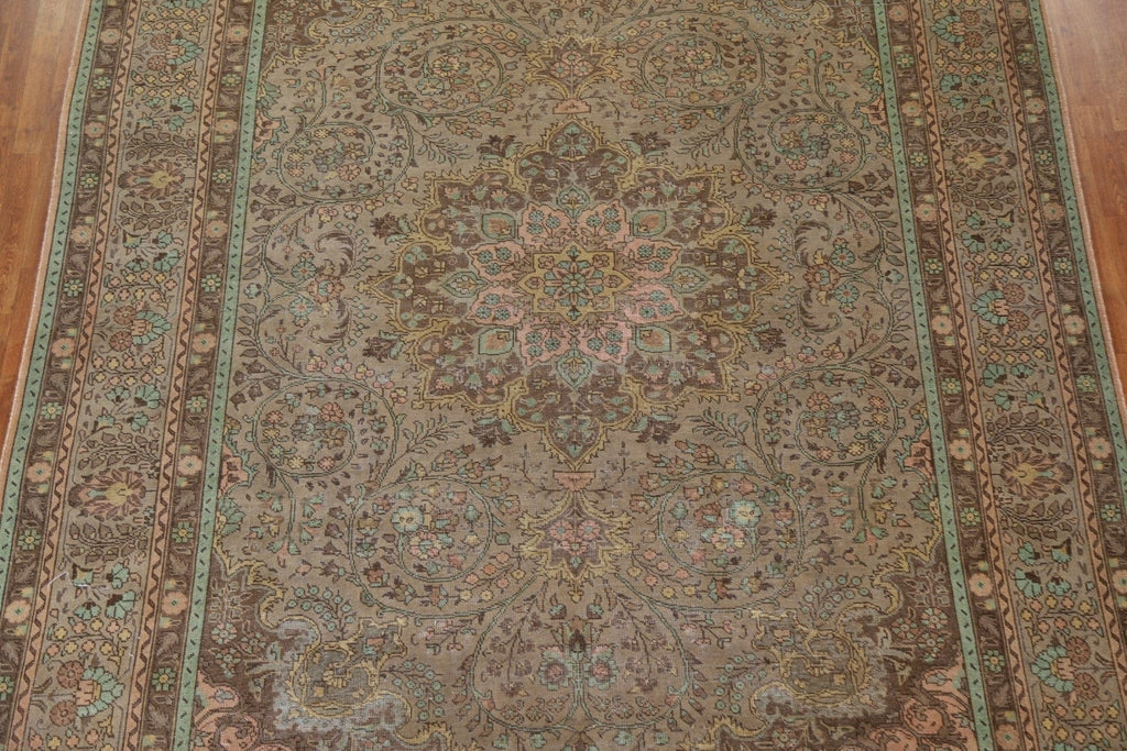 Distressed Over-Dyed Tabriz Persian Area Rug 10x13