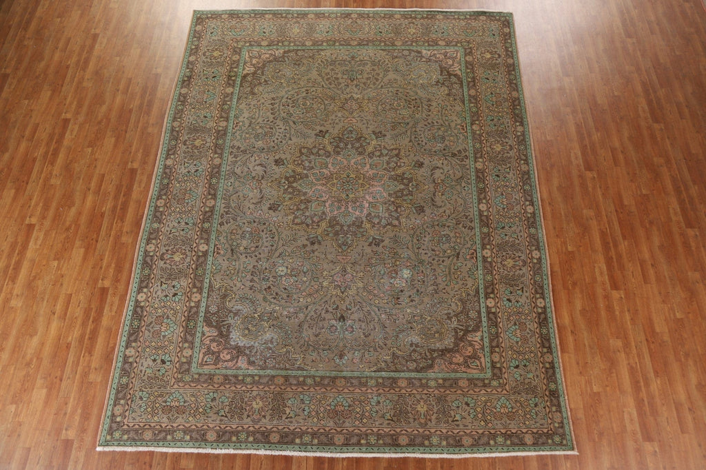 Distressed Over-Dyed Tabriz Persian Area Rug 10x13