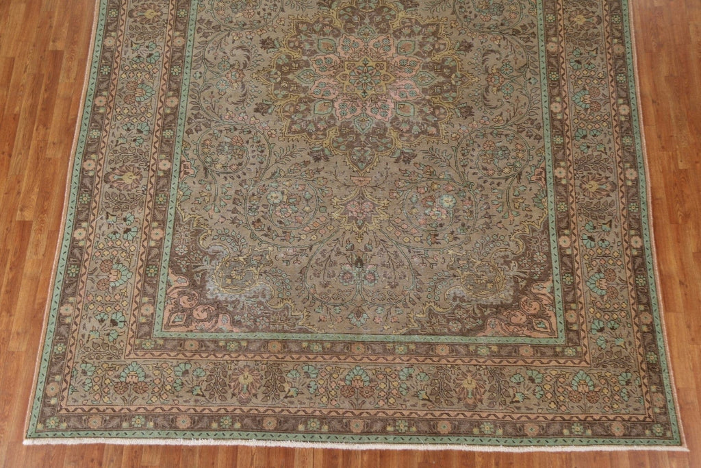 Distressed Over-Dyed Tabriz Persian Area Rug 10x13