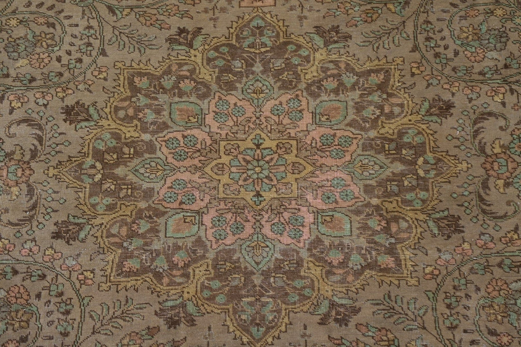 Distressed Over-Dyed Tabriz Persian Area Rug 10x13