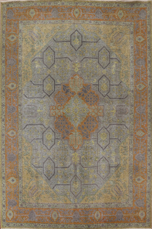 Over-Dyed Geometric Tabriz Persian Area Rug 8x11