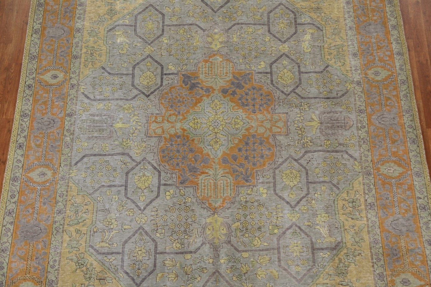 Over-Dyed Geometric Tabriz Persian Area Rug 8x11