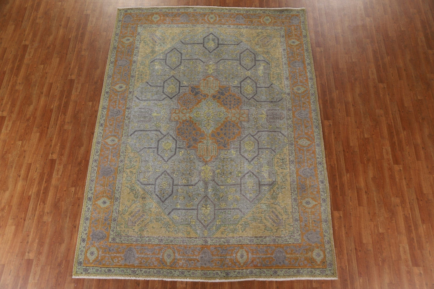 Over-Dyed Geometric Tabriz Persian Area Rug 8x11