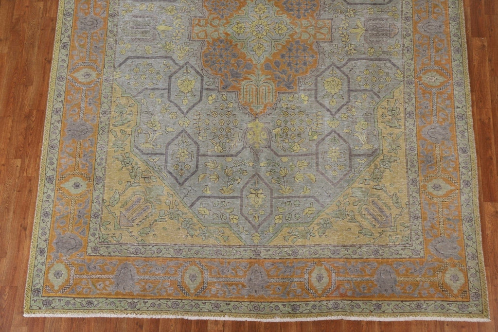 Over-Dyed Geometric Tabriz Persian Area Rug 8x11