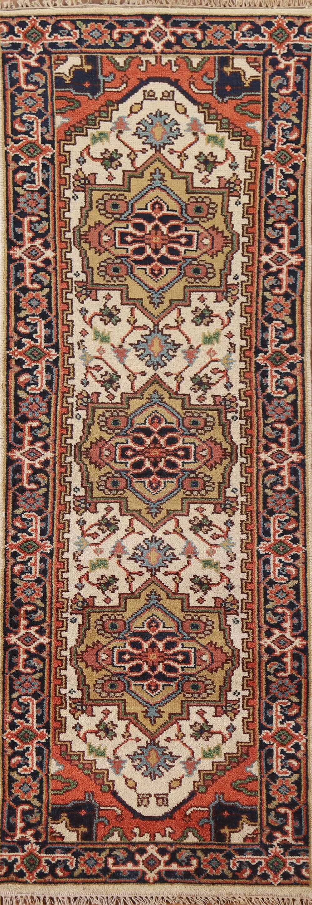 Ivory Heriz Serapi Oriental Runner Rug 3x8