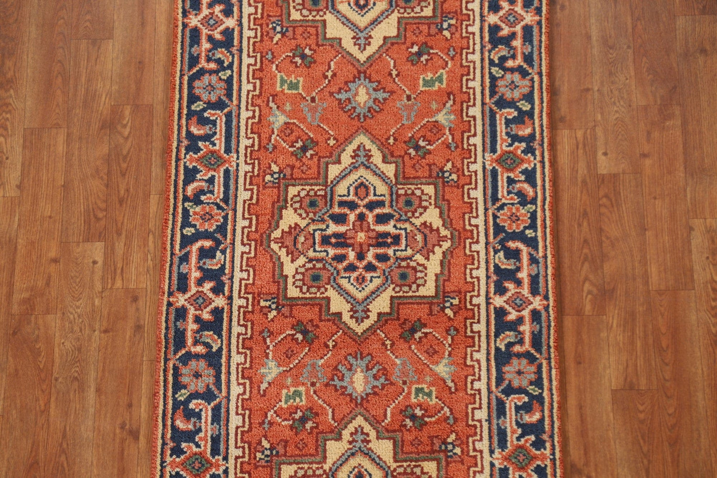 Geometric Heriz Serapi Runner Rug 3x8