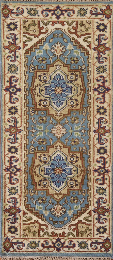 Light Blue Heriz Serapi Runner Rug 2x6