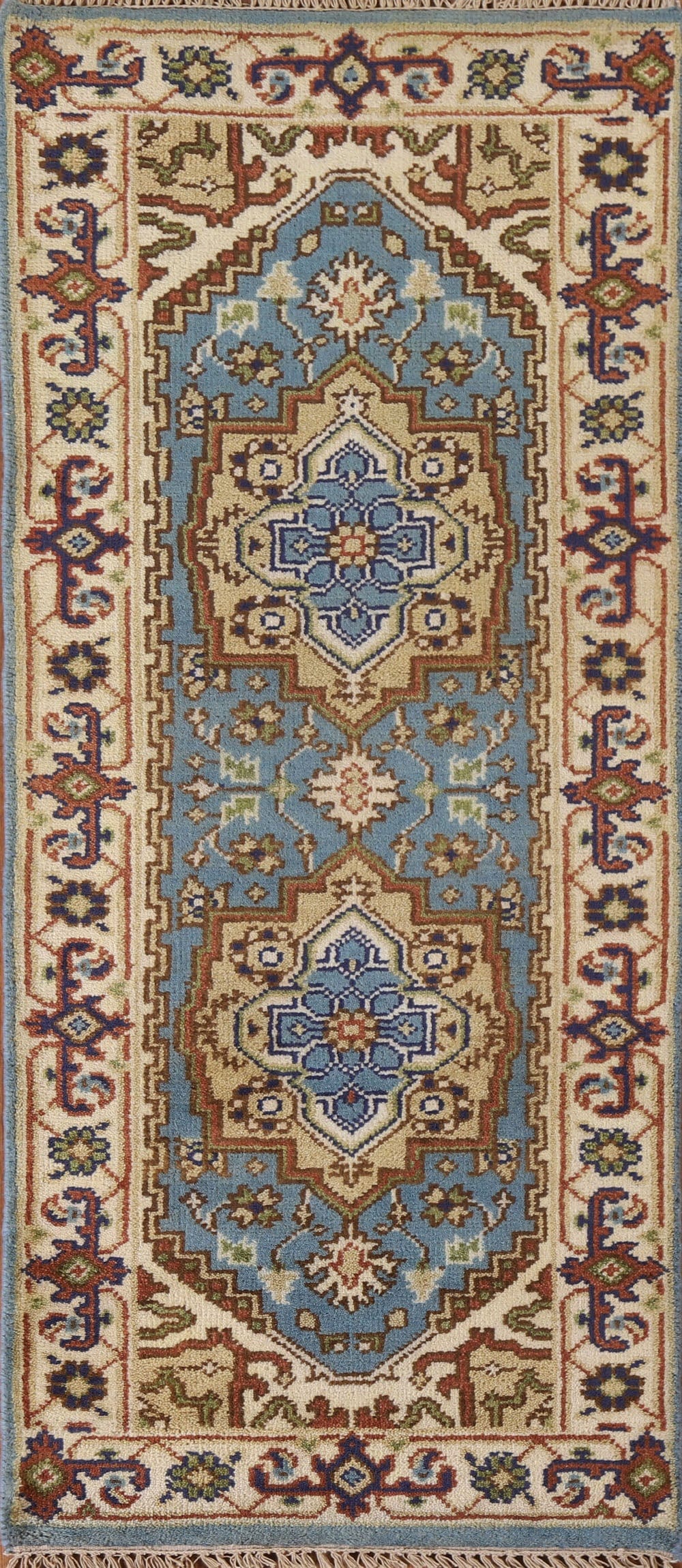 Light Blue Heriz Serapi Runner Rug 2x6