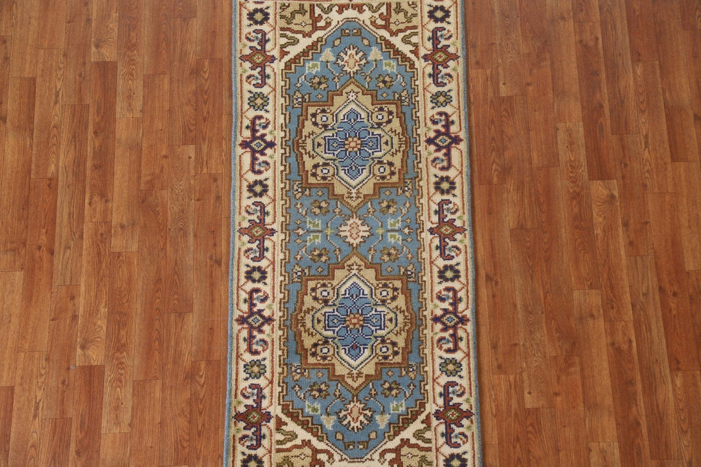 Light Blue Heriz Serapi Runner Rug 2x6