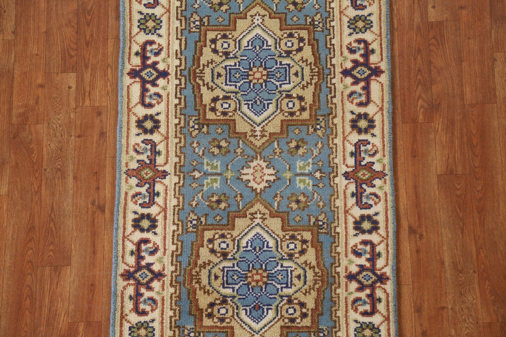 Light Blue Heriz Serapi Runner Rug 2x6