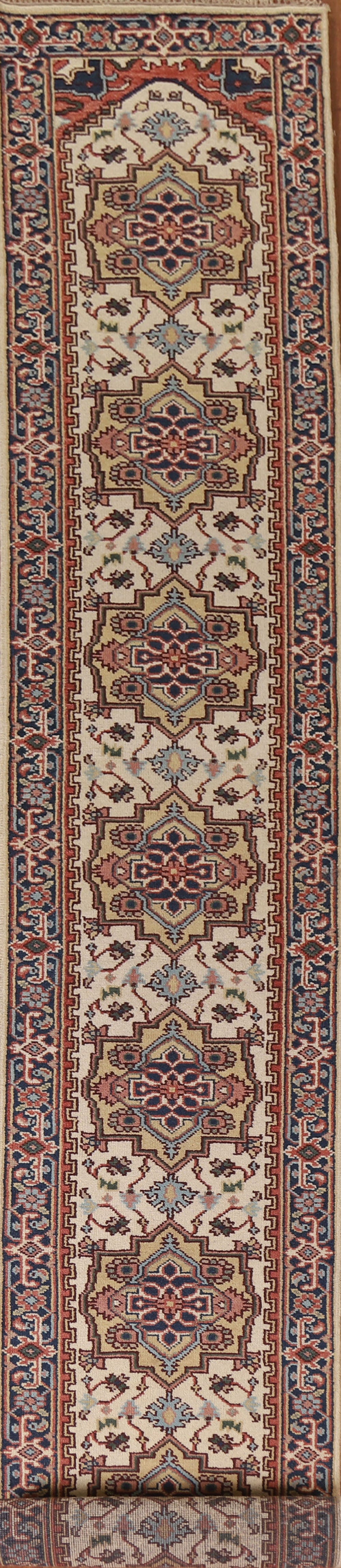 Geometric Heriz Serapi Wool Runner Rug 3x20