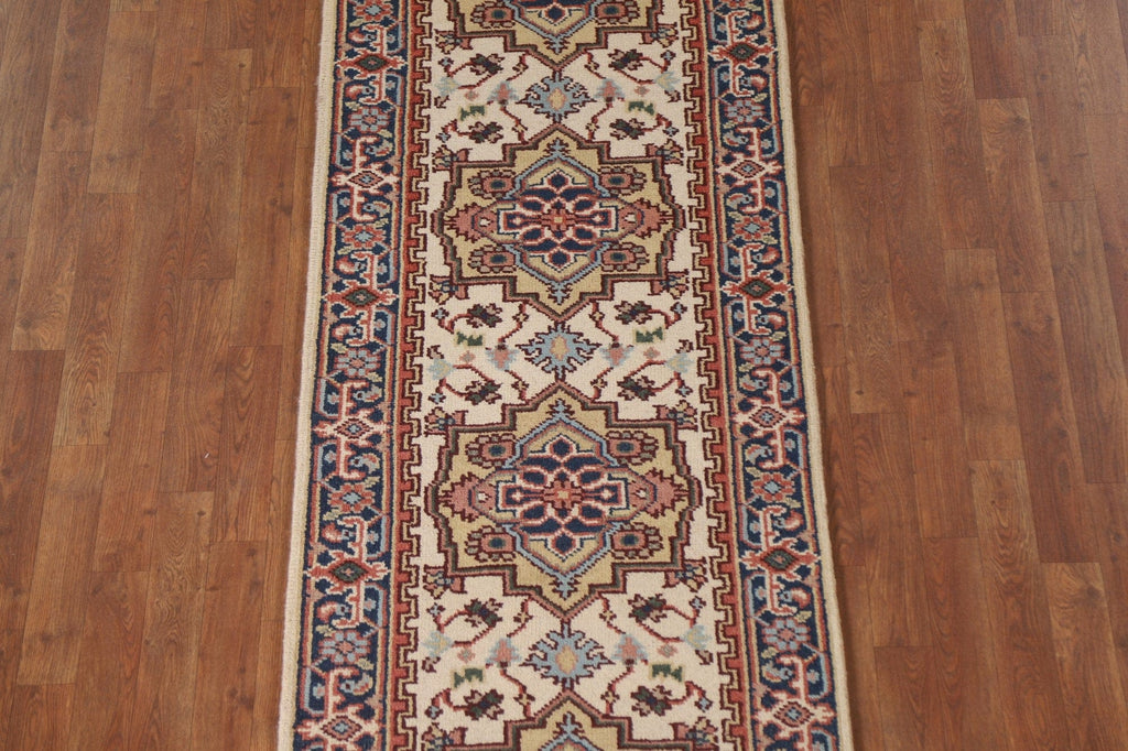 Geometric Heriz Serapi Wool Runner Rug 3x20