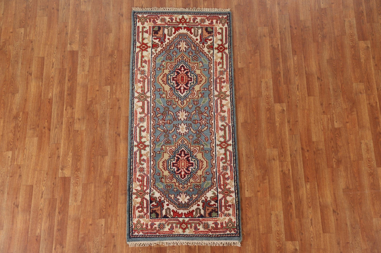 Light Blue Heriz Serapi Oriental Rug 3x6