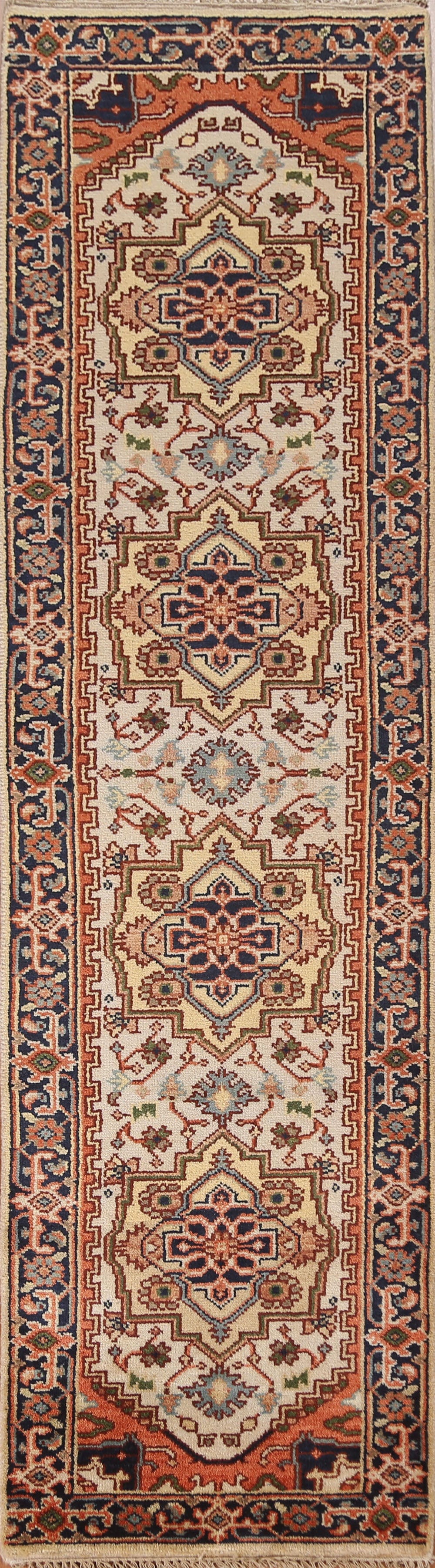 Geometric Heriz Serapi Runner Rug 3x10