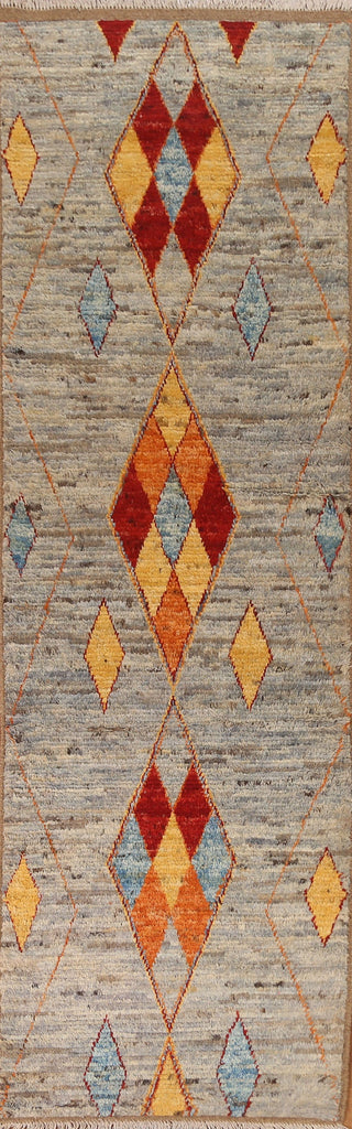 Hand-Knotted Moroccan Runner Rug 3x10