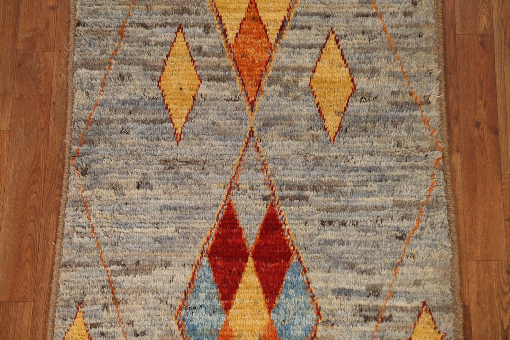 Hand-Knotted Moroccan Runner Rug 3x10