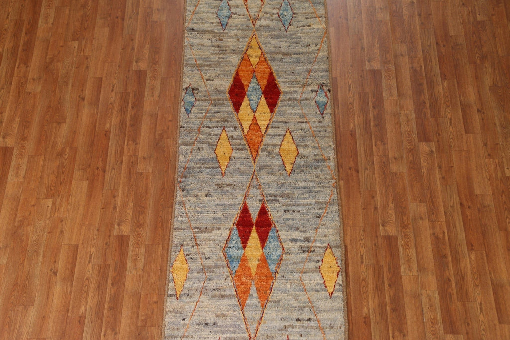 Hand-Knotted Moroccan Runner Rug 3x10