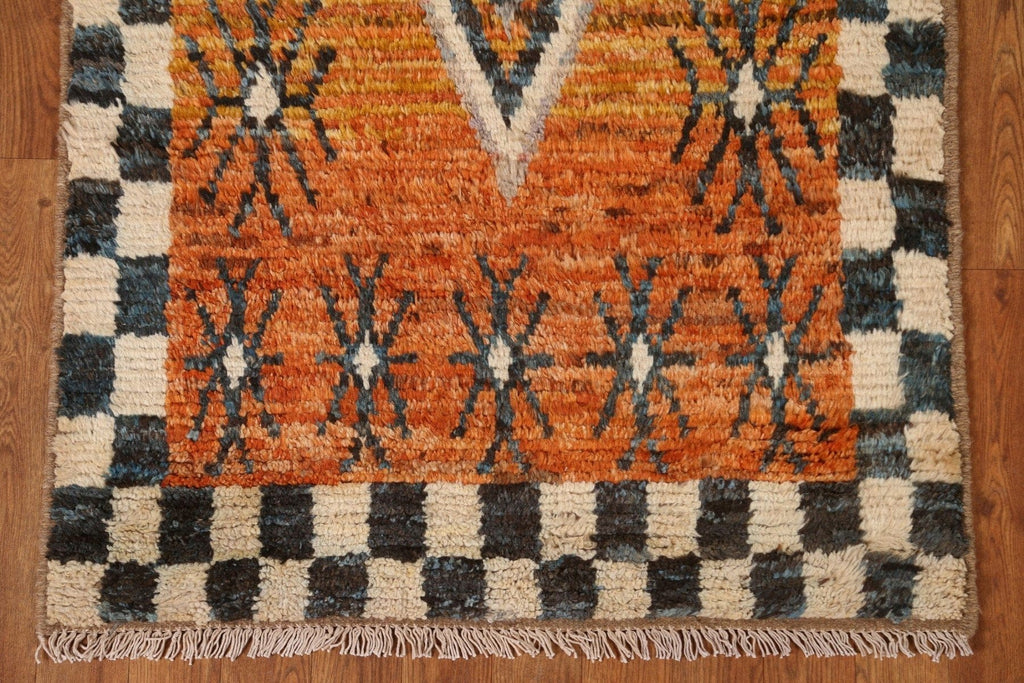 Geometric Moroccan Wool Runner Rug 3x10