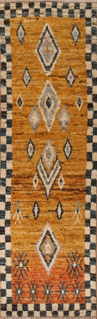 Geometric Moroccan Wool Runner Rug 3x10