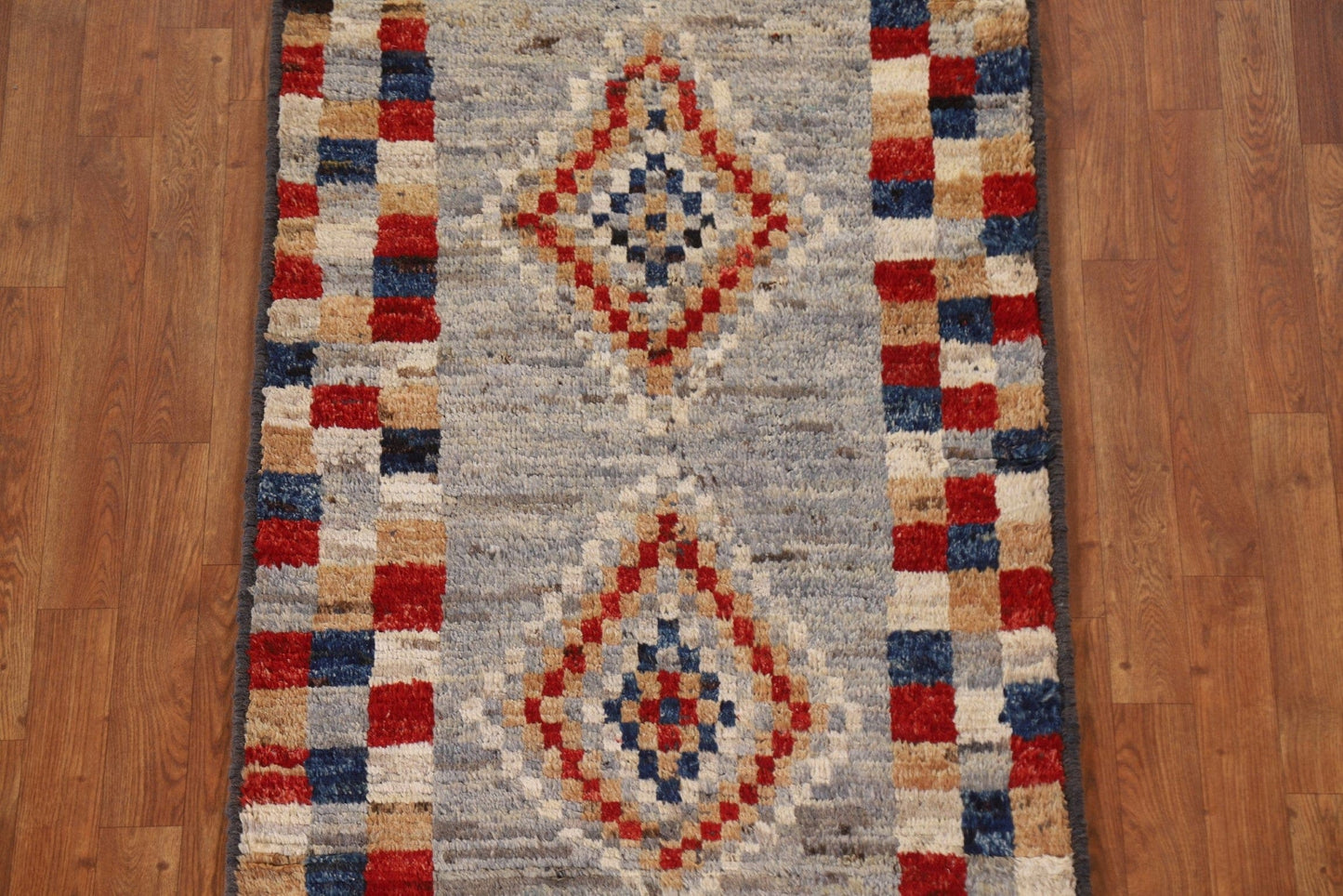 Checkered Moroccan Wool Runner Rug 3x10