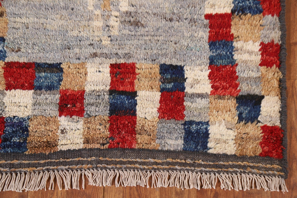 Checkered Moroccan Wool Runner Rug 3x10