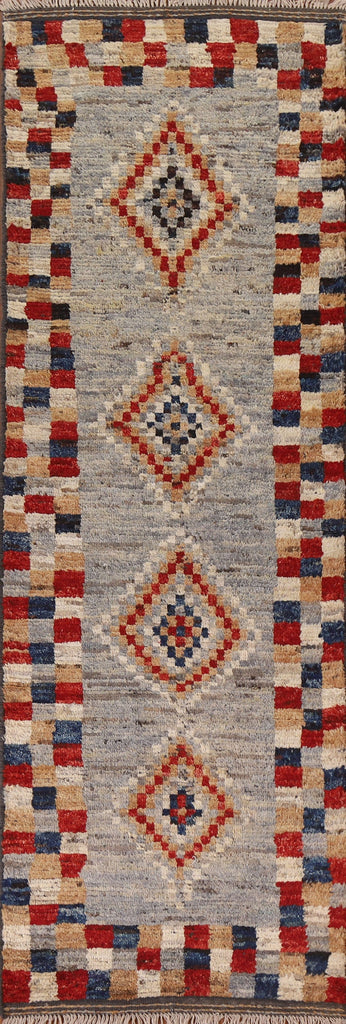 Checkered Moroccan Wool Runner Rug 3x10