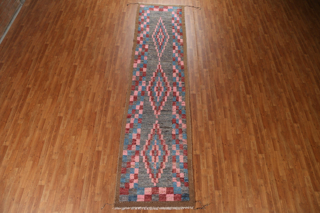 Checkered Moroccan Runner Rug 3x13