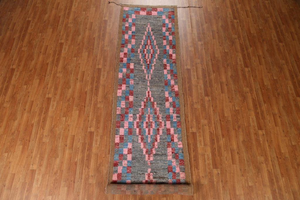 Checkered Moroccan Runner Rug 3x13