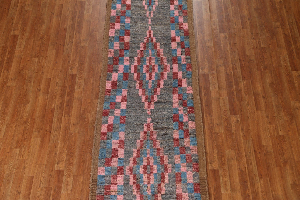 Checkered Moroccan Runner Rug 3x13