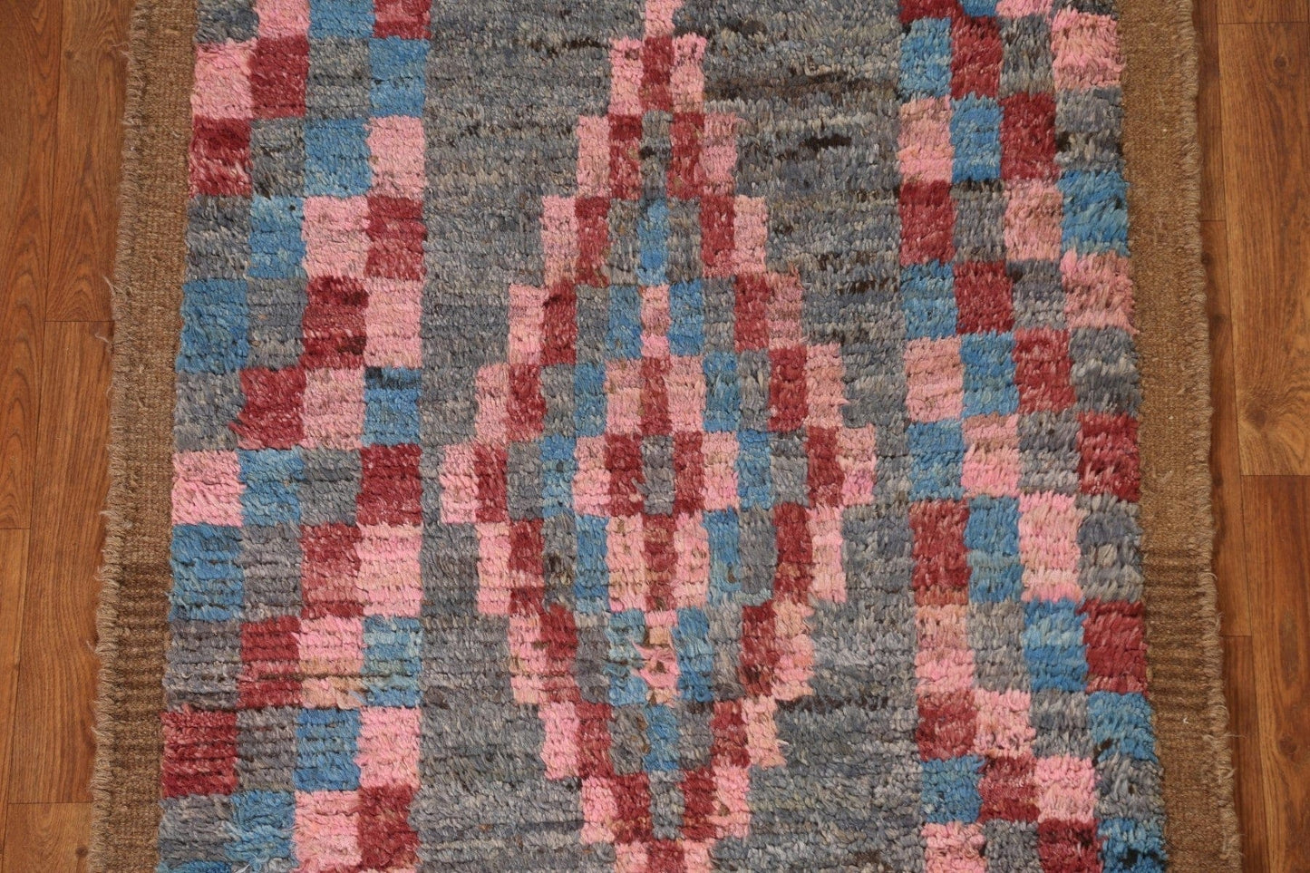 Checkered Moroccan Runner Rug 3x13