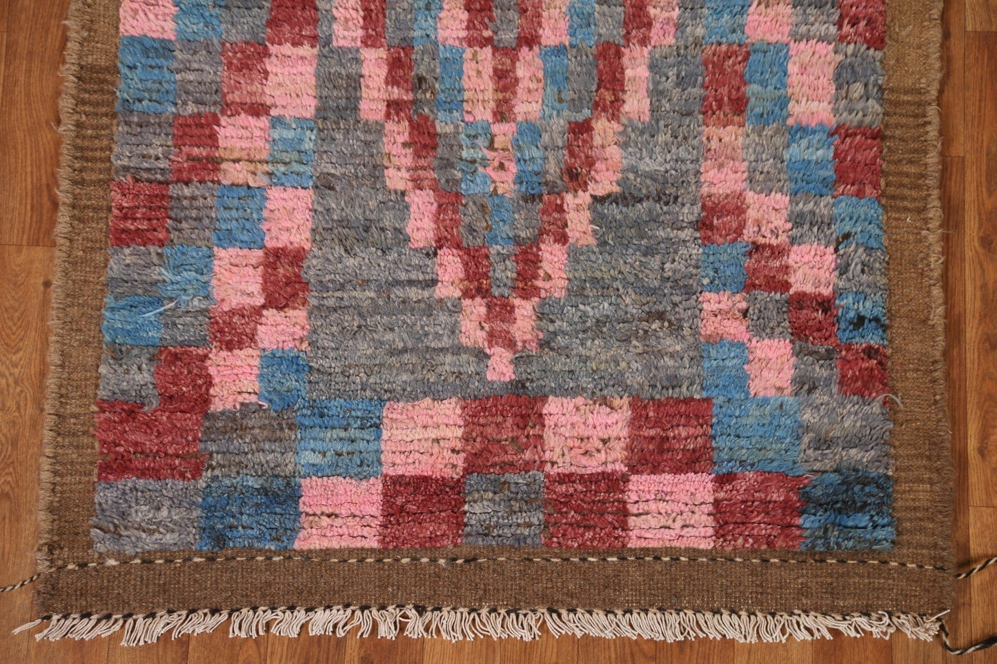 Checkered Moroccan Runner Rug 3x13