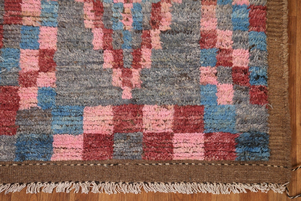 Checkered Moroccan Runner Rug 3x13