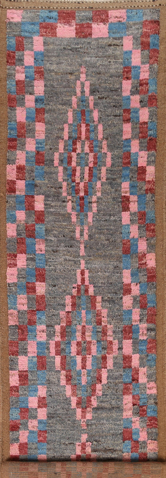 Checkered Moroccan Runner Rug 3x13